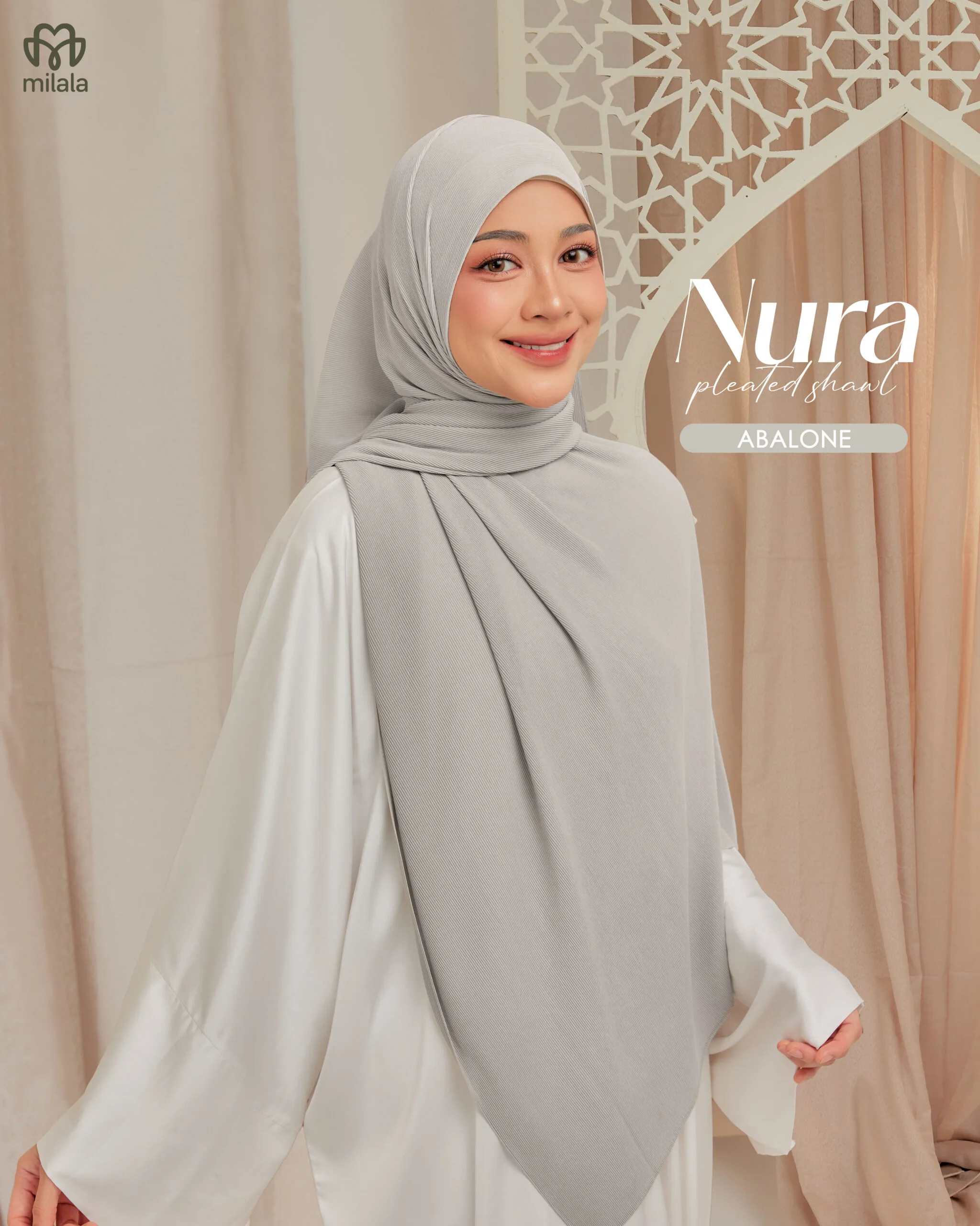 NURA PLEATED SHAWL(PLAIN EDITION)- ABALONE