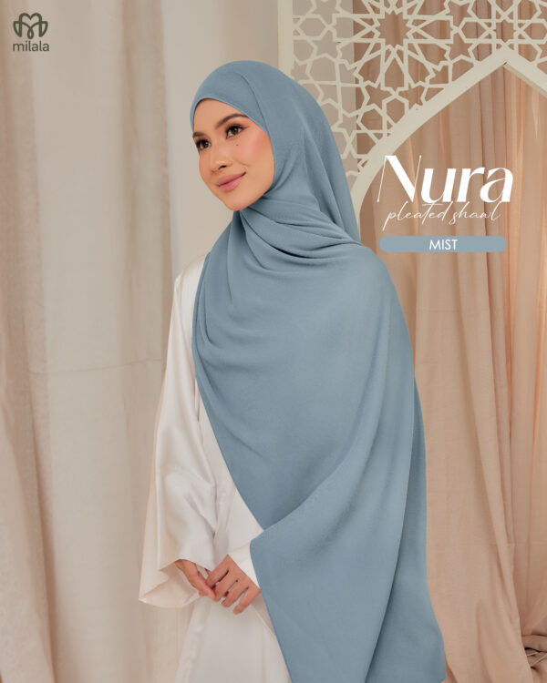 NURA PLEATED SHAWL - MIST