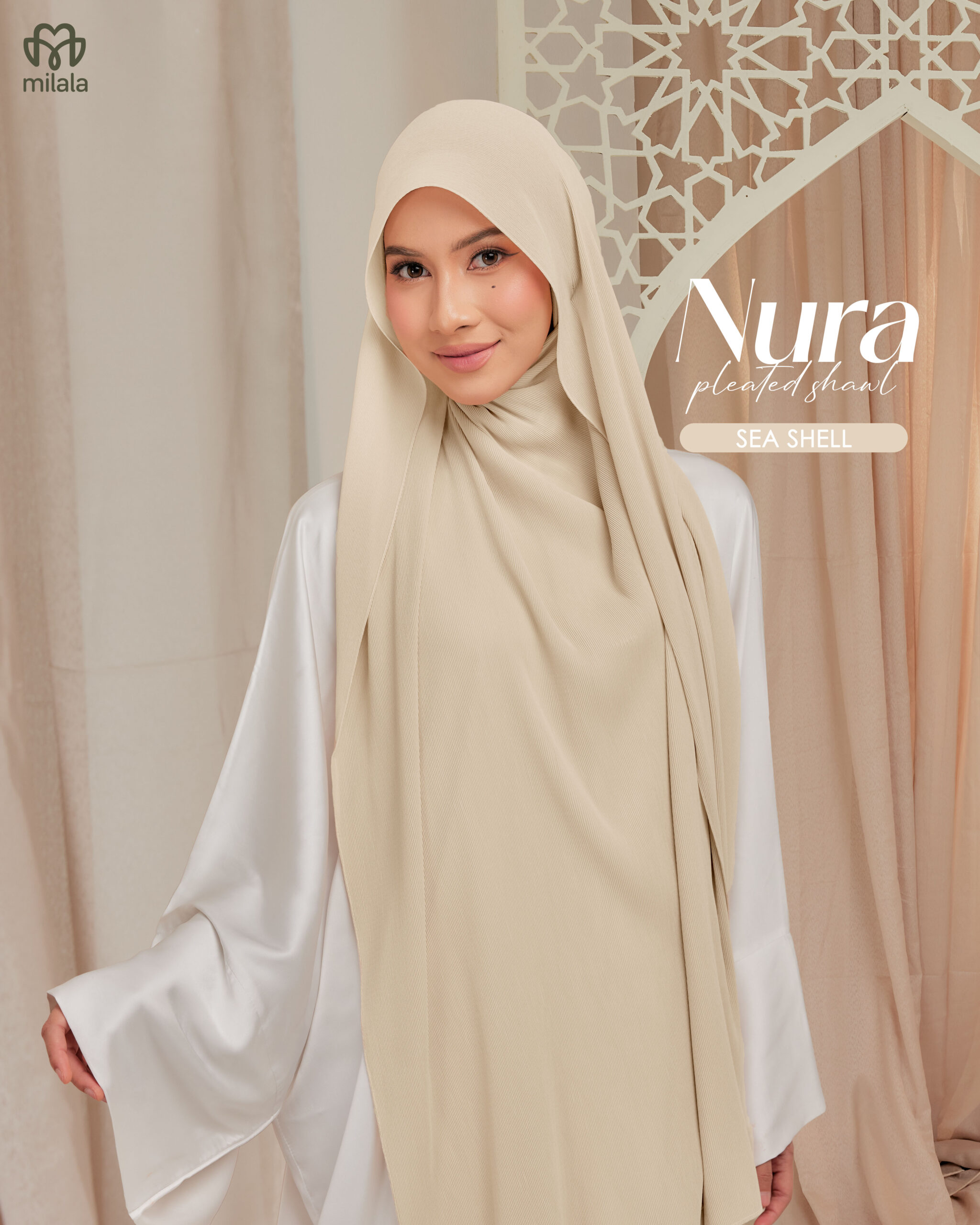 NURA PLEATED SHAWL - SEA SHELL