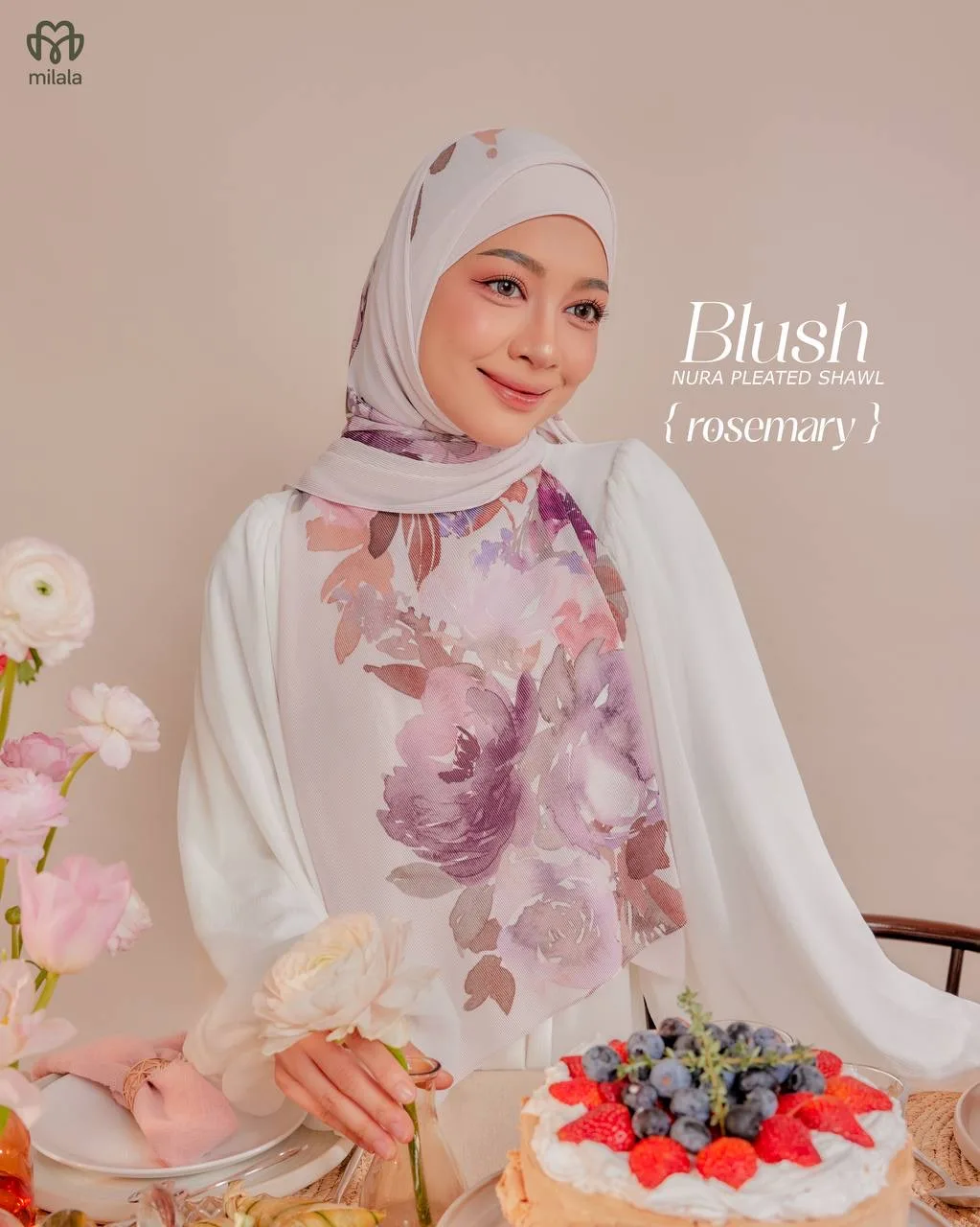 NURA PLEATED BLUSH- ROSEMARY