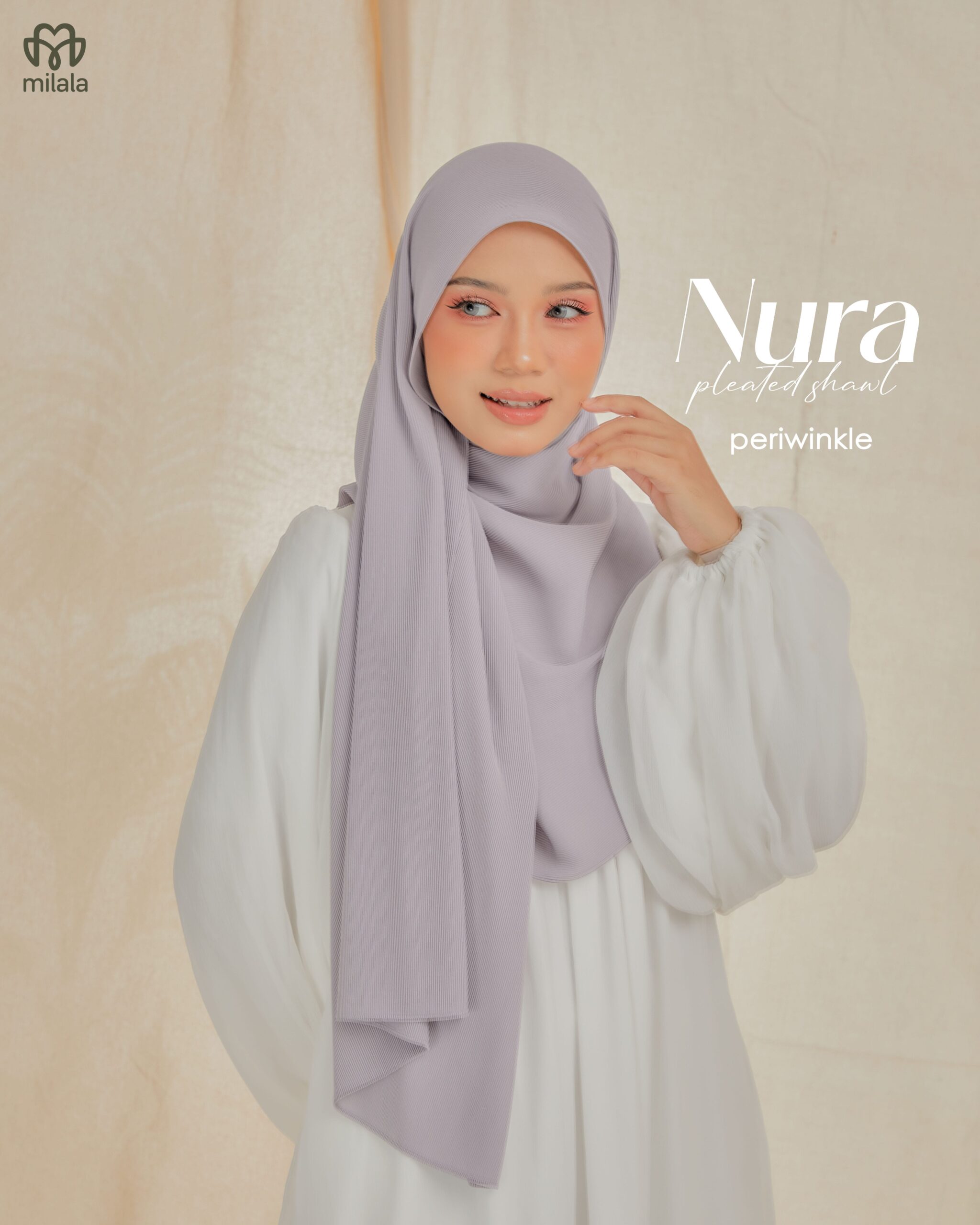 NURA PLEATED SHAWL - PERIWINKLE