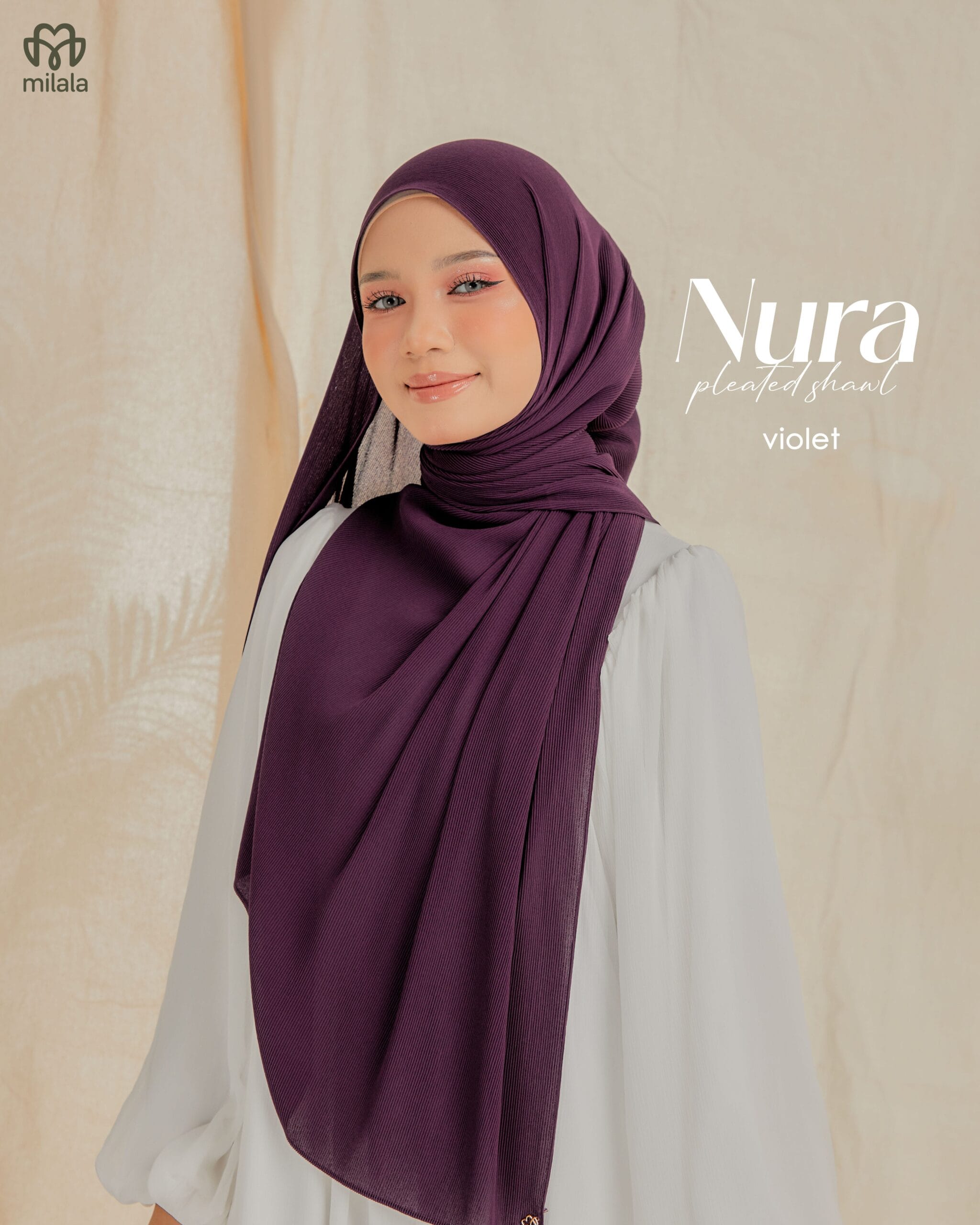 NURA PLEATED SHAWL - VIOLET