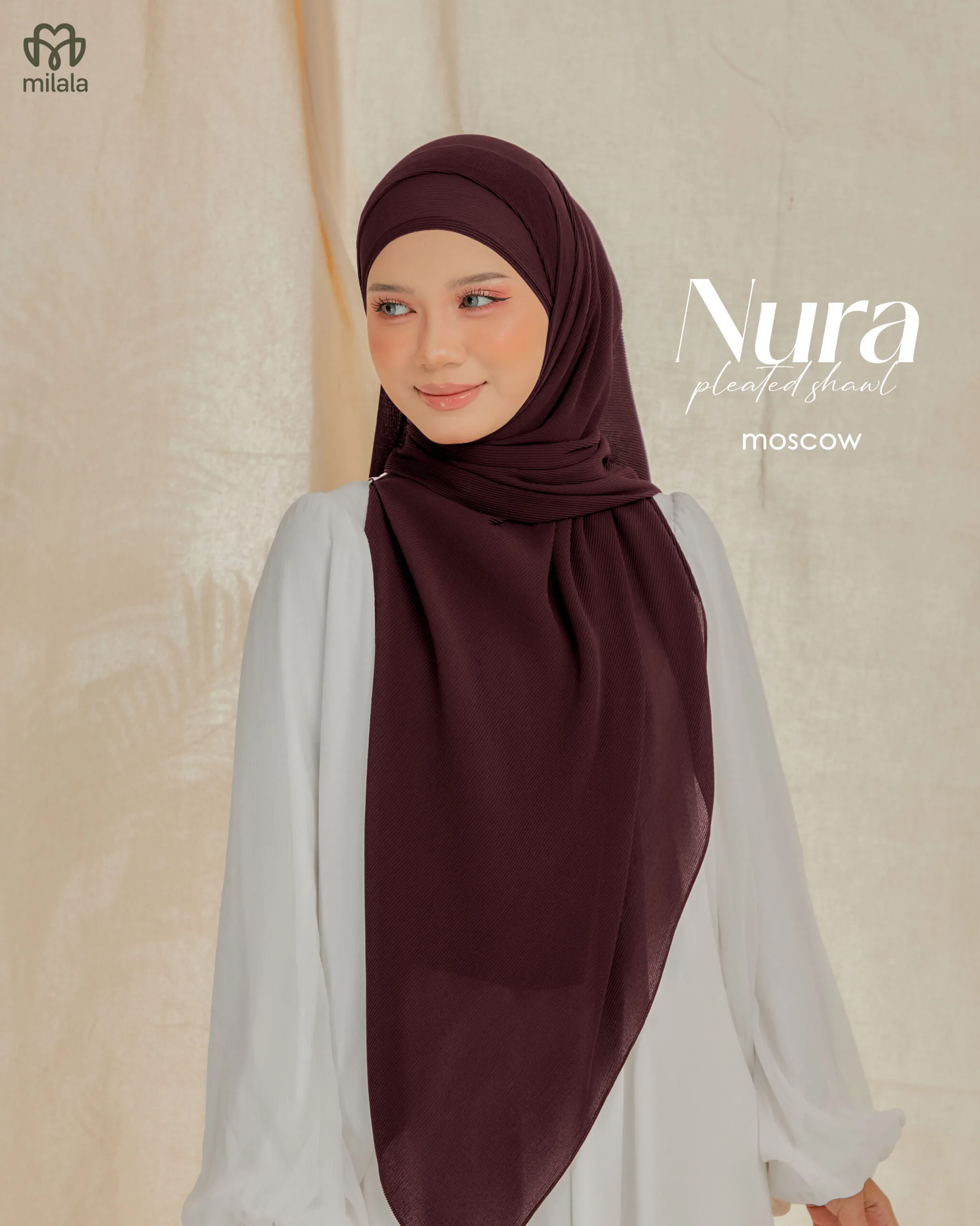 NURA PLEATED SHAWL(PLAIN EDITION)- MOSCOW