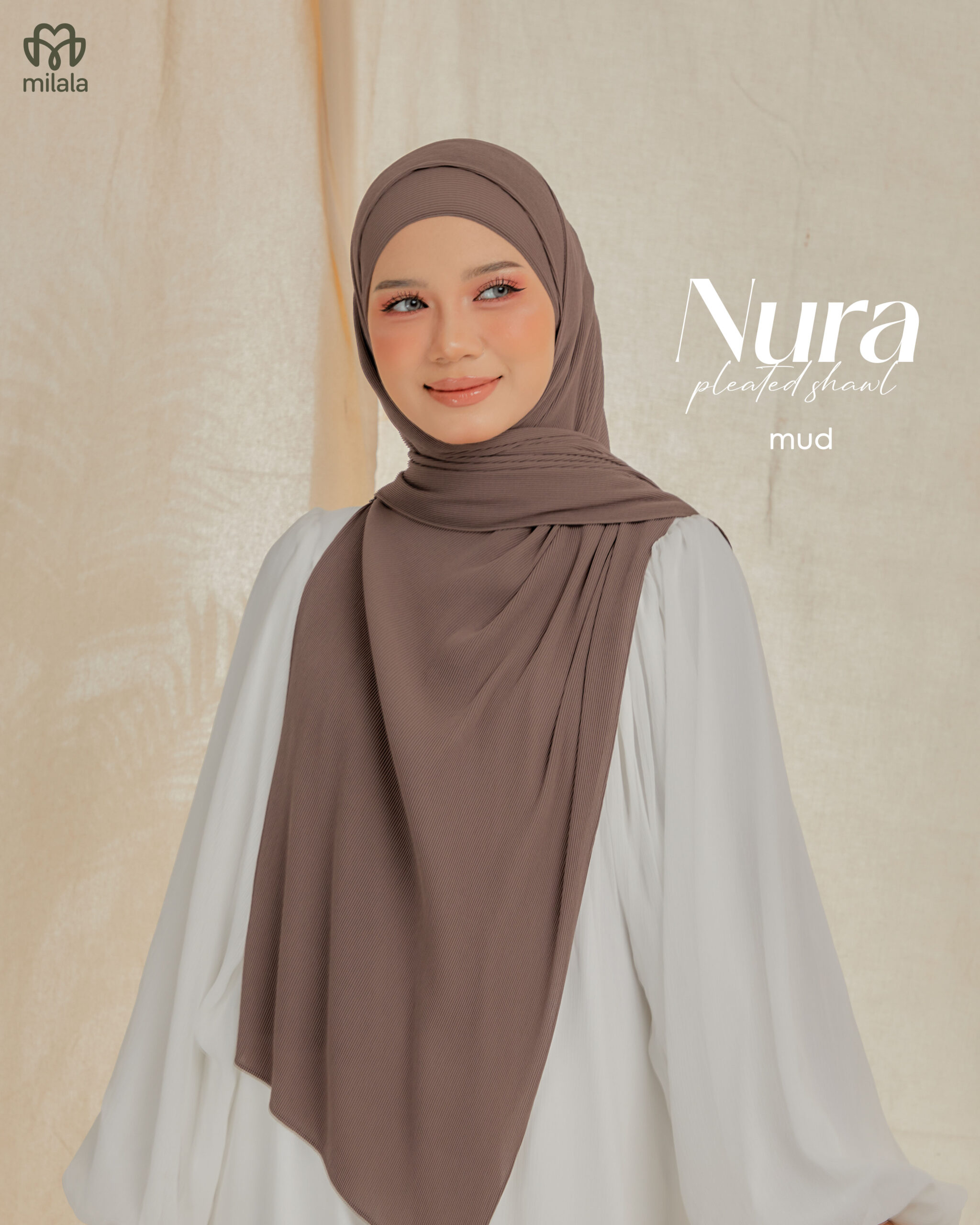 NURA PLEATED SHAWL - MUD