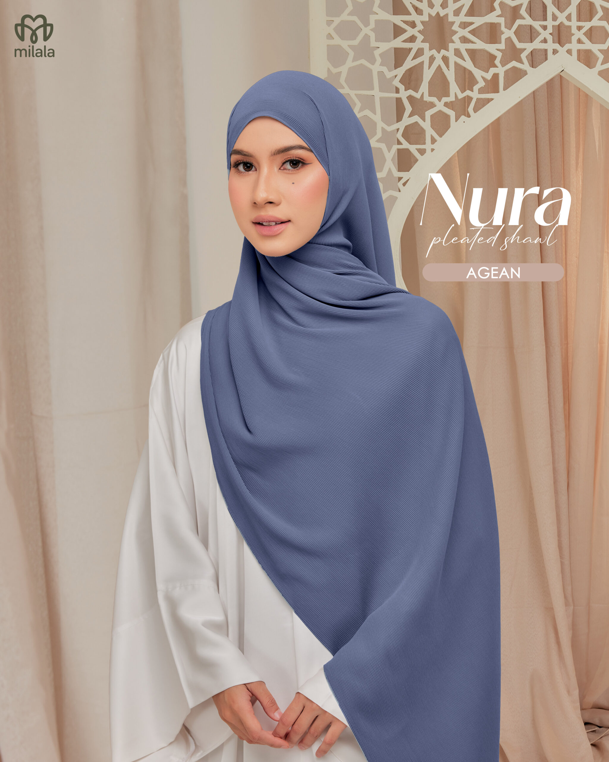 NURA PLEATED SHAWL - AGEAN