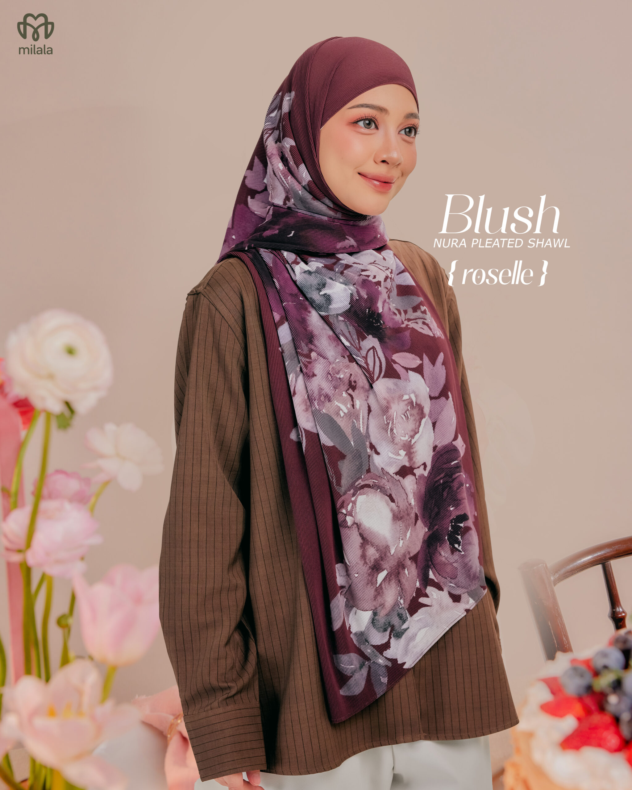 NURA PLEATED BLUSH-ROSELLE